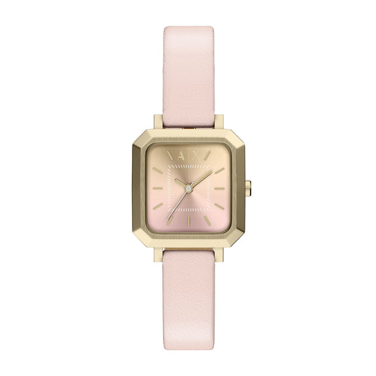 Armani Exchange Women's Three-Hand Pink Leather Watch