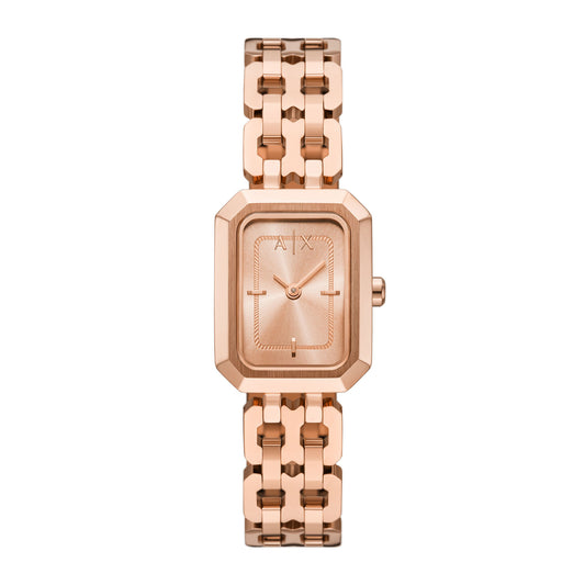 Armani Exchange Women's Two-Hand Rose Gold-Tone Stainless Steel Watch