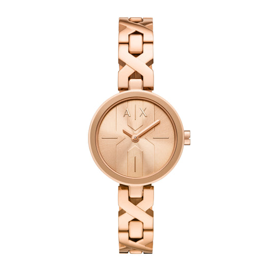 Armani Exchange Women's Two-Hand Rose Gold-Tone Stainless Steel Watch