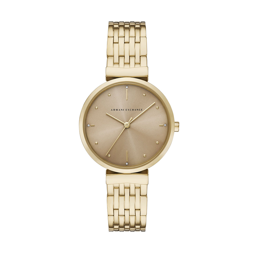 Armani Exchange Three-Hand Gold-Tone Stainless Steel Watch