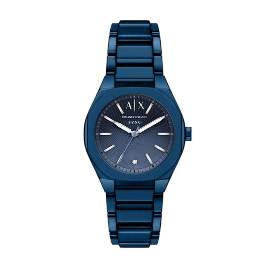 Armani Exchange Women's Sync Three-Hand Blue Stainless Steel Watch