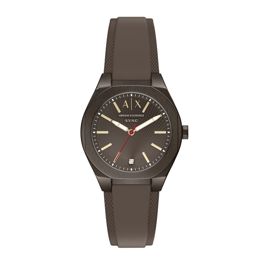 Armani Exchange Women's Sync Three-Hand Brown Silicone Watch