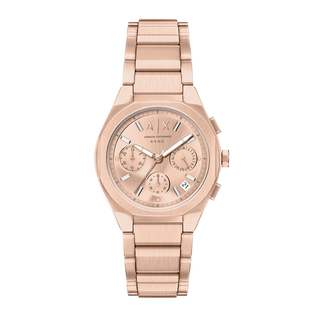Armani Exchange Women's Sync Chronograph Rose Gold-Tone Stainless Steel Watch