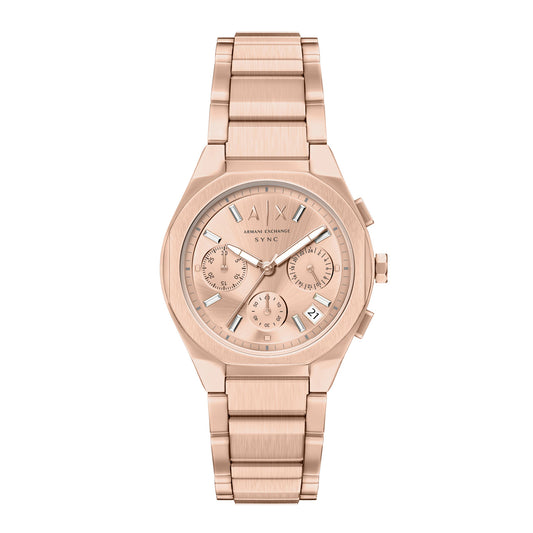Armani Exchange Women's Sync Chronograph Rose Gold-Tone Stainless Steel Watch