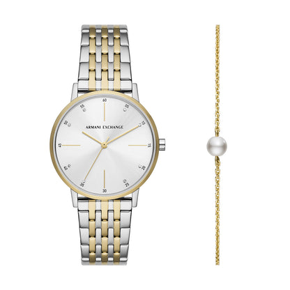 Armani Exchange Lola 2-Tone Stainless Steel Set Women's Watch
