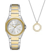 Armani Exchange Three-Hand Two-Tone Stainless Steel Watch and Necklace Set