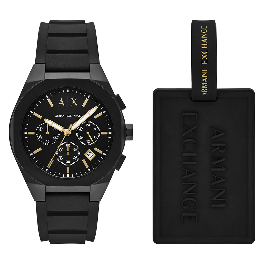 Armani Exchange Chronograph Black Silicone Watch