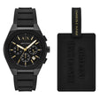 Armani Exchange Chronograph Black Silicone Watch