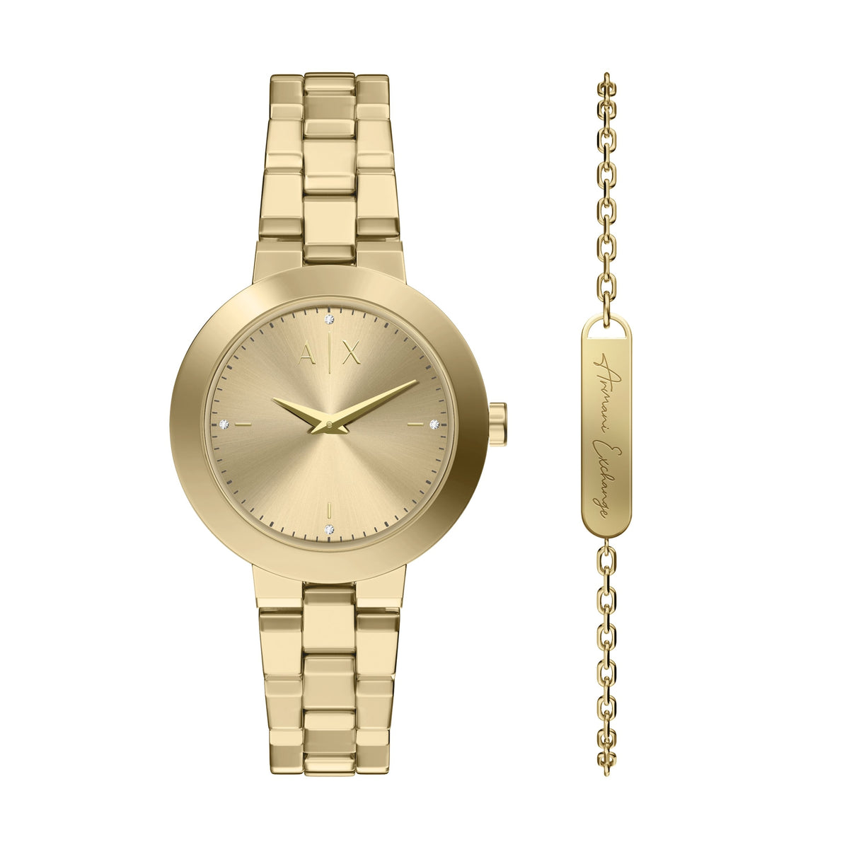 Armani Exchange Women's Two-Hand Gold-Tone Stainless Steel Watch