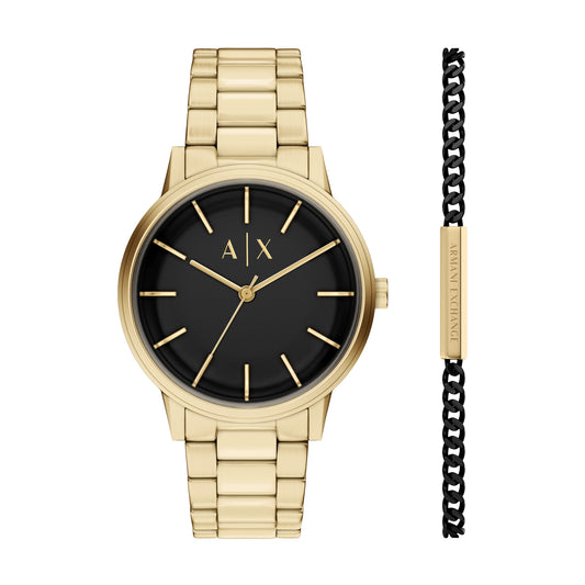Armani Exchange Men's Three-Hand Gold-Tone Stainless Steel Watch