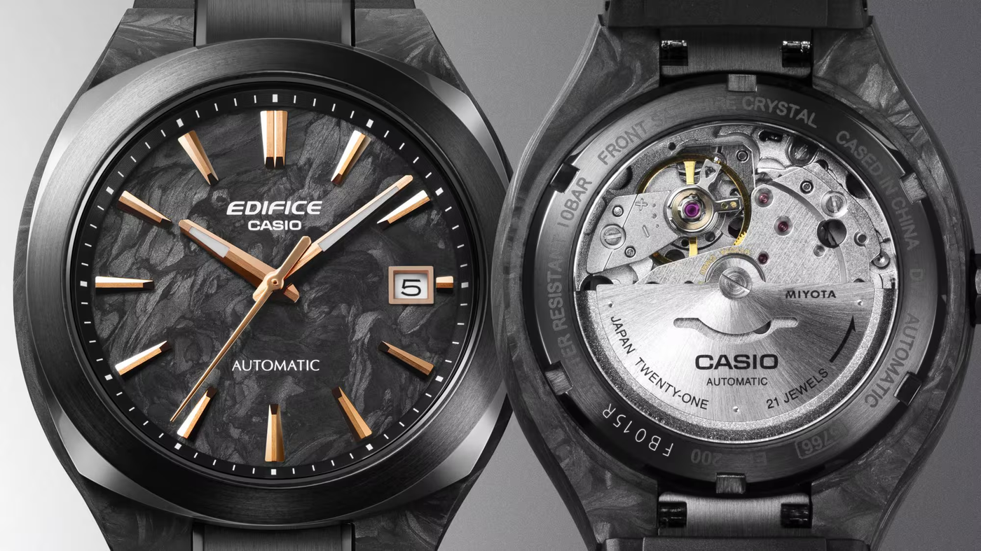 Casio EFK-200CD dial and see-through case back