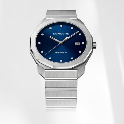 Concord Men's Silver Tone Case Blue Dial Quartz Watch
