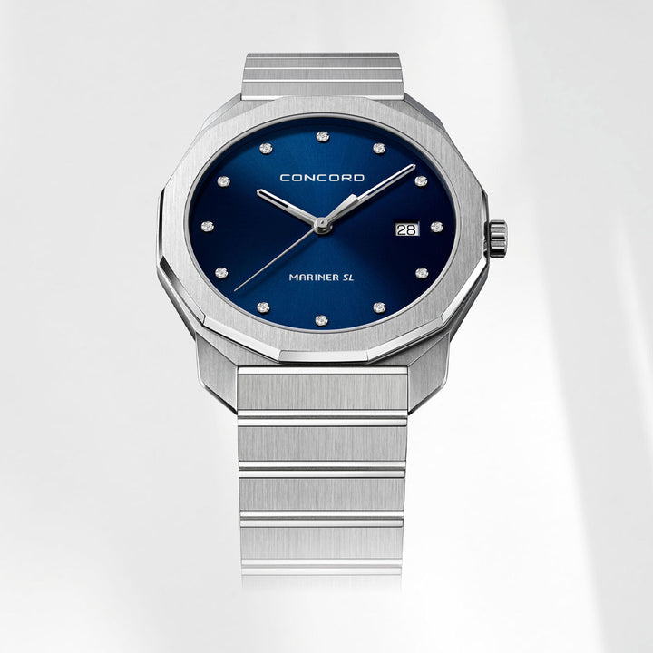 Concord Men's Silver Tone Case Blue Dial Quartz Watch