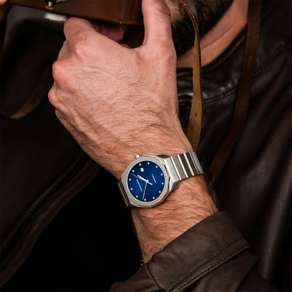 Concord Men's Silver Tone Case Blue Dial Quartz Watch