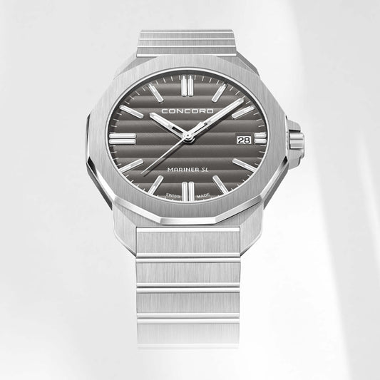 Concord Men's Silver Tone Case Grey Dial Quartz Watch