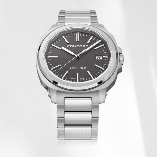Concord Men's Silver Tone Case Grey Dial Quartz Watch