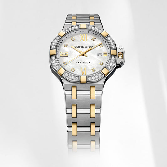 Concord Women's Silver & Gold Tone Case White Dial Quartz Watch