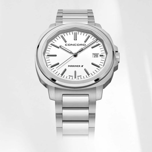 Concord Men's Silver Tone Case White Dial Quartz Watch