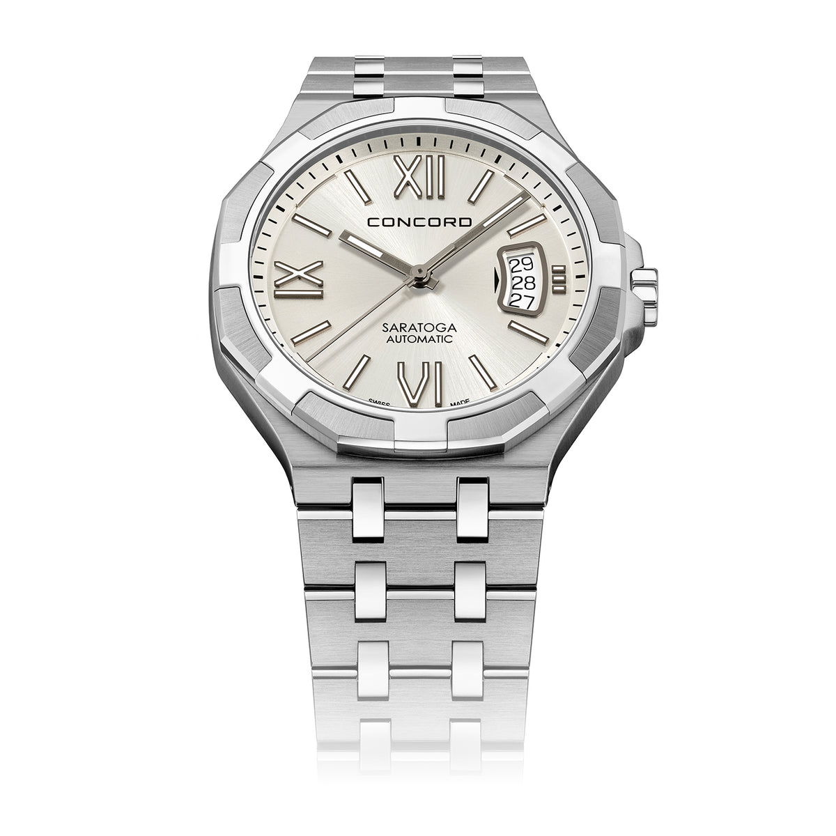 Concord Men's Silver Tone Case White Dial Automatic Watch