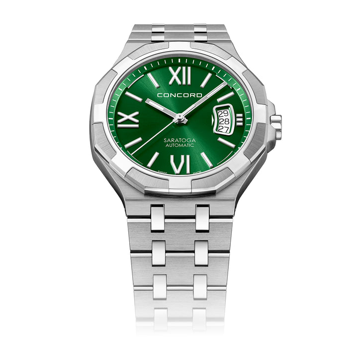 Concord Men's Silver Tone Case Green Dial Automatic Watch