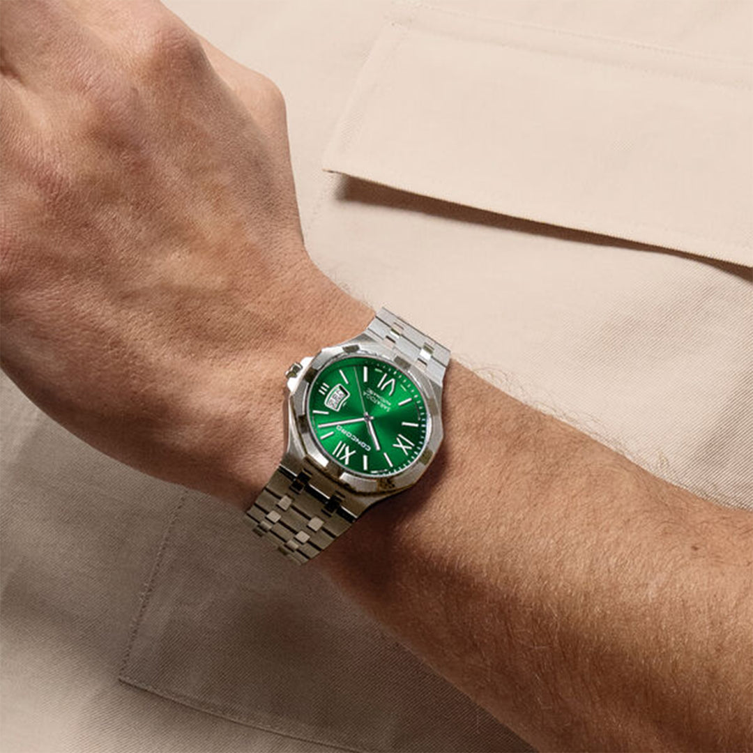 Concord Men's Silver Tone Case Green Dial Automatic Watch