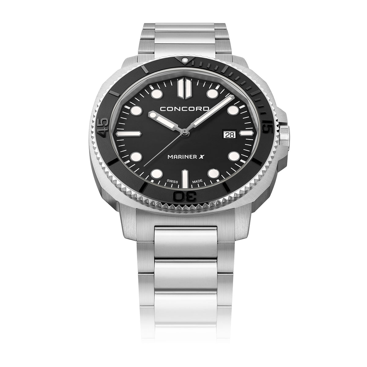 Concord Men's Silver Tone Case Black Dial Quartz Watch