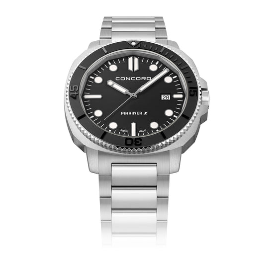 Concord Men's Silver Tone Case Black Dial Quartz Watch
