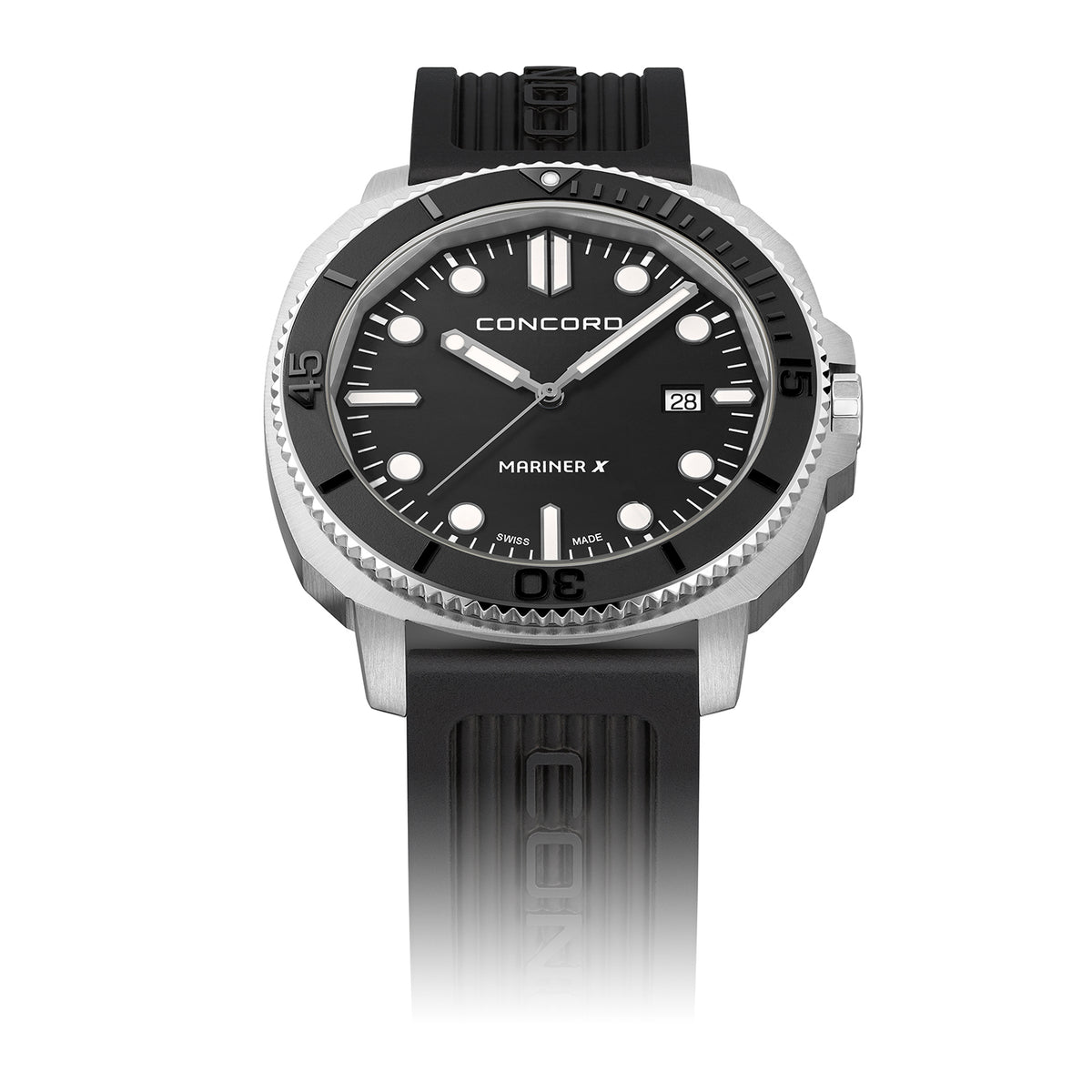 Concord Men's Silver Tone Case Black Dial Quartz Watch