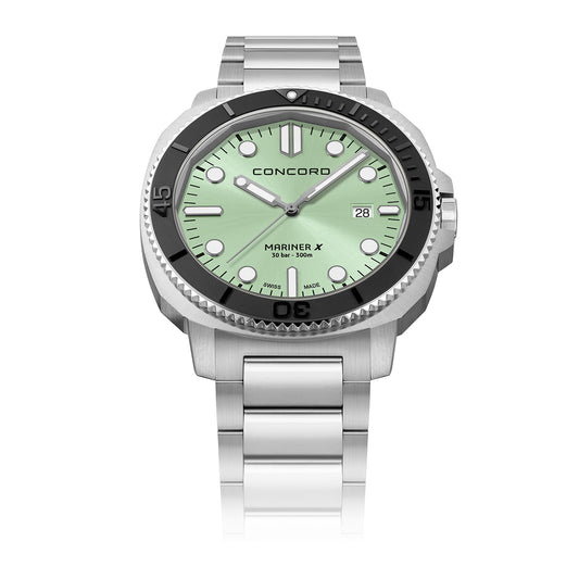 Concord Men's Silver Tone Case Green Dial Quartz Watch