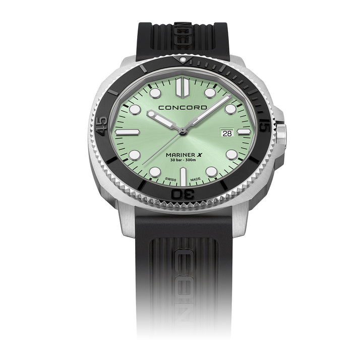 Concord Men's Silver Tone Case Green Dial Quartz Watch