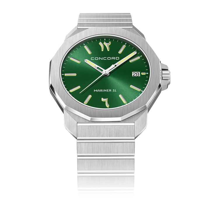Concord Men's Silver Tone Case Green Dial Quartz Watch