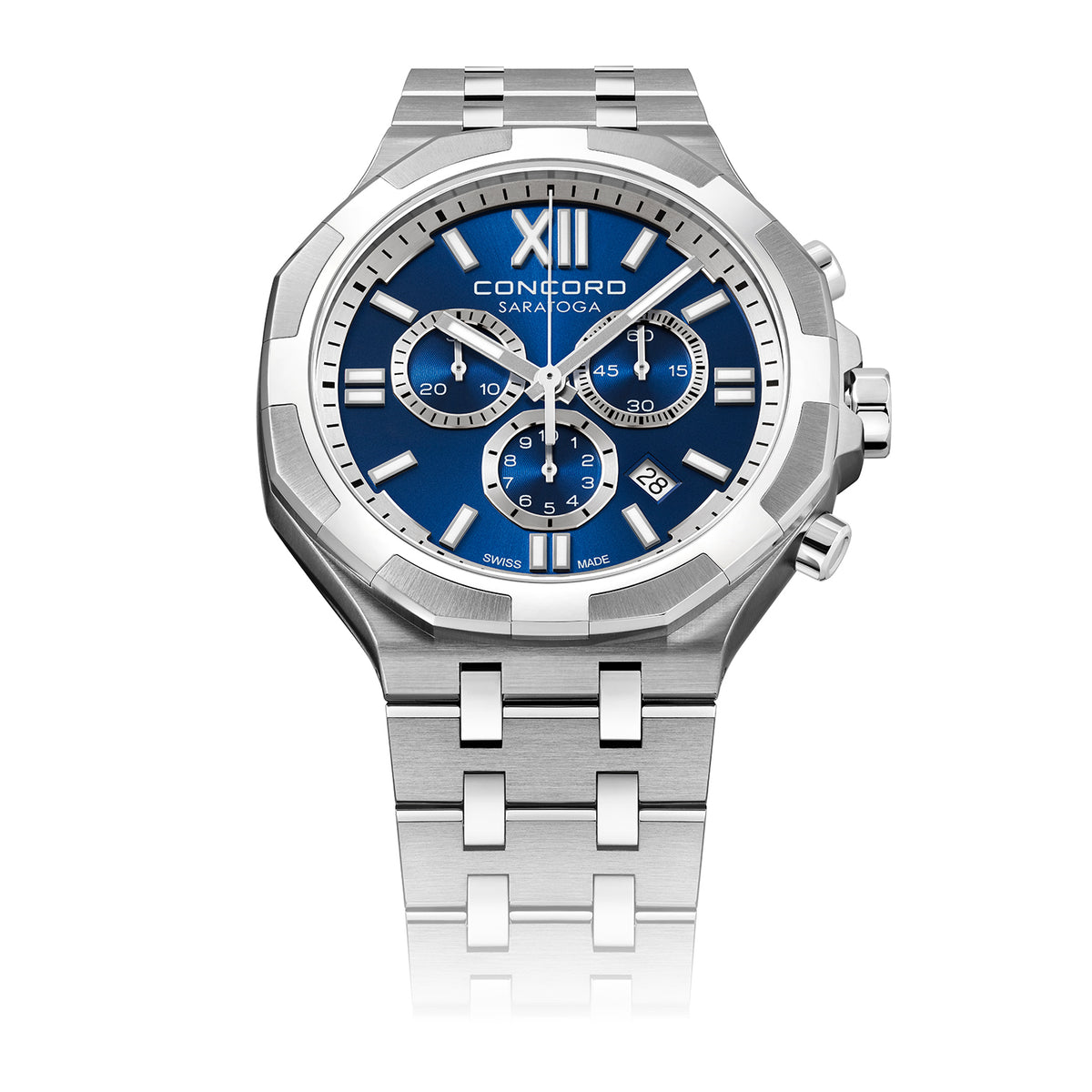 Concord Men's Silver Tone Case Blue Dial Quartz Watch