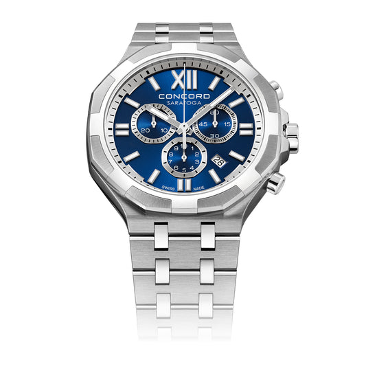 Concord Men's Silver Tone Case Blue Dial Quartz Watch