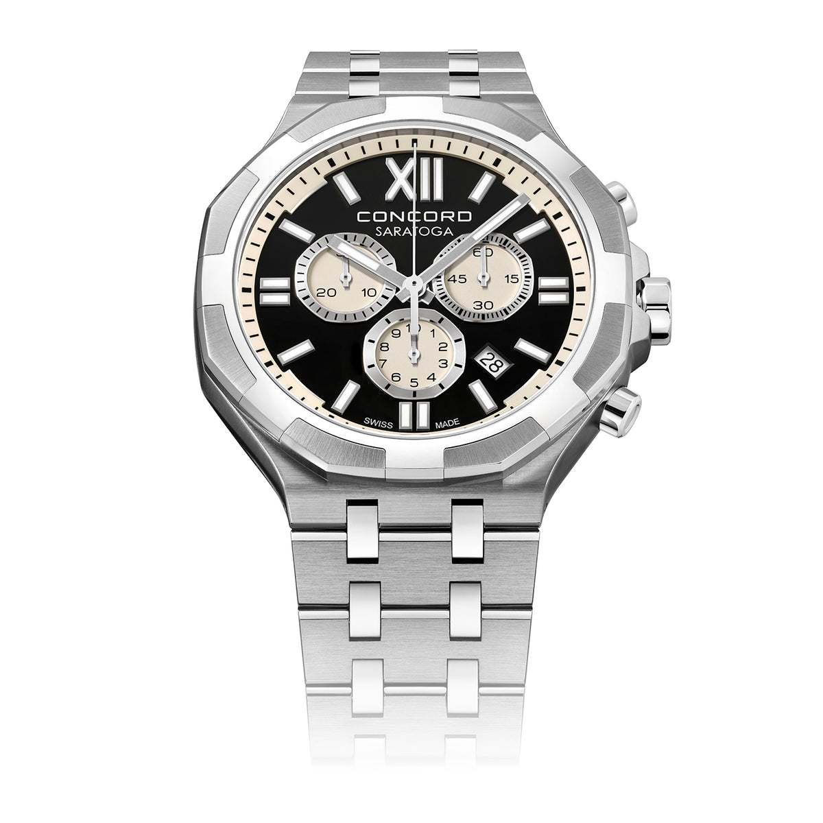 Concord Men's Silver Tone Case Black Dial Quartz Watch