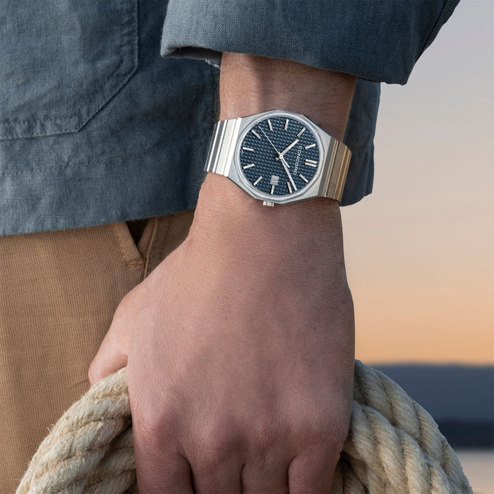 Concord Men's Silver Tone Blue Dial Quartz Watch