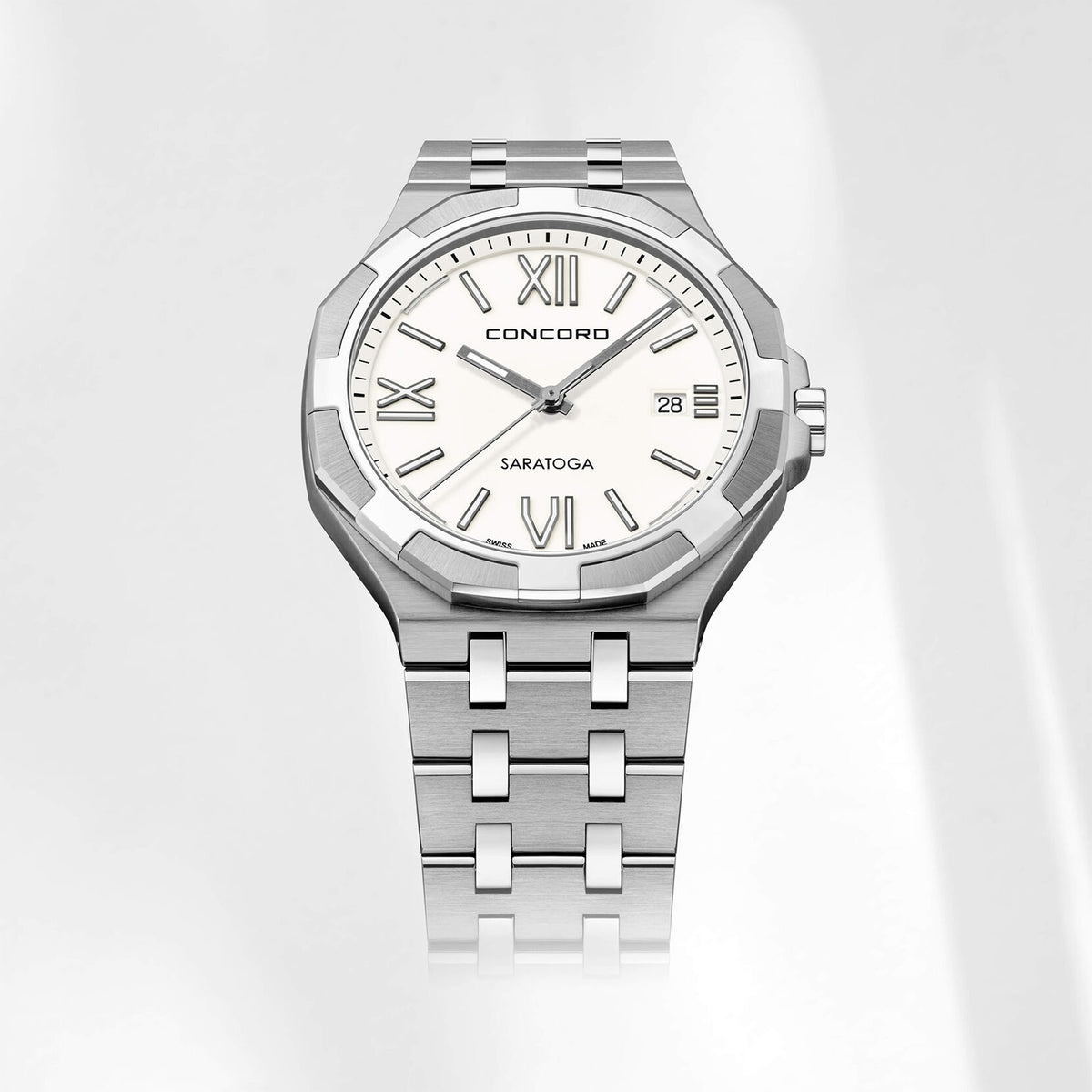 Concord Men's Silver Tone Case White Dial Quartz Watch - 320644C