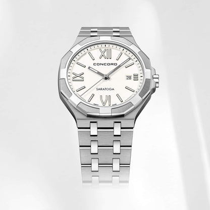 Concord Men's Silver Tone Case White Dial Quartz Watch - 320644C