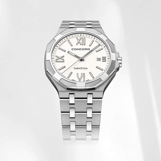 Concord Men's Silver Tone Case White Dial Quartz Watch