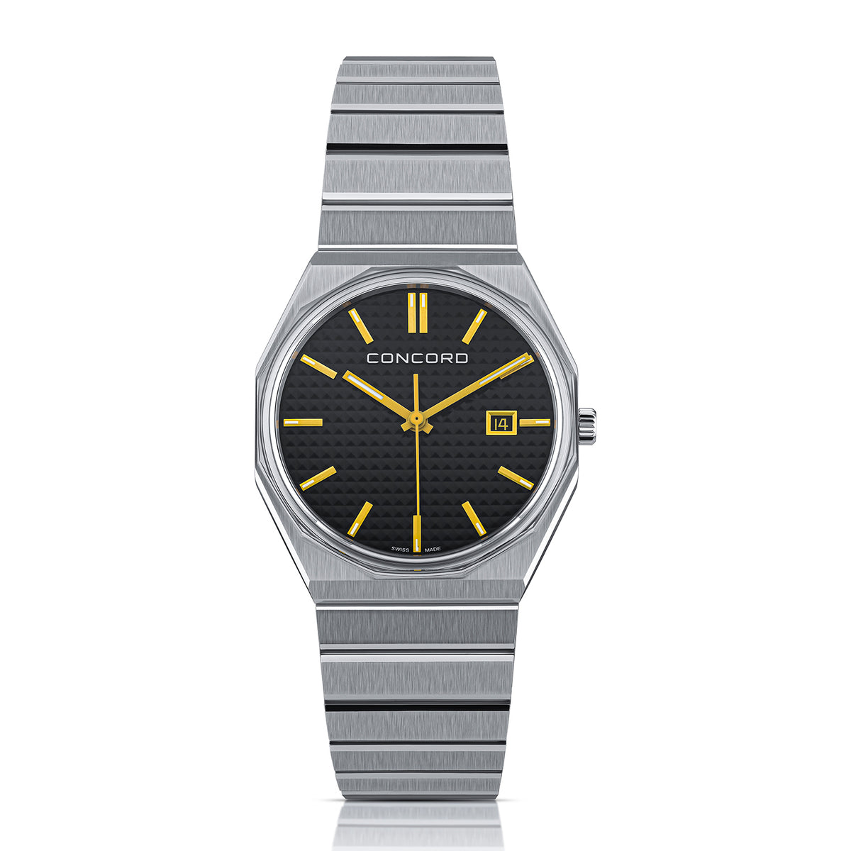Concord Men's Silver Tone Case Black Dial Quartz Watch