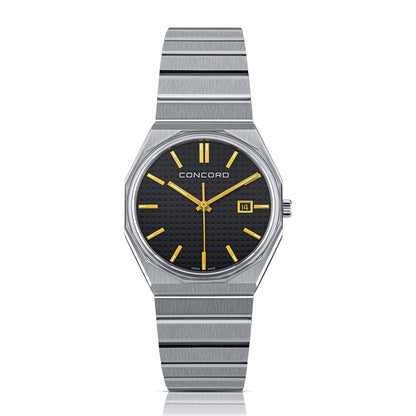 Concord Men's Silver Tone Case Black Dial Quartz Watch - 320652C