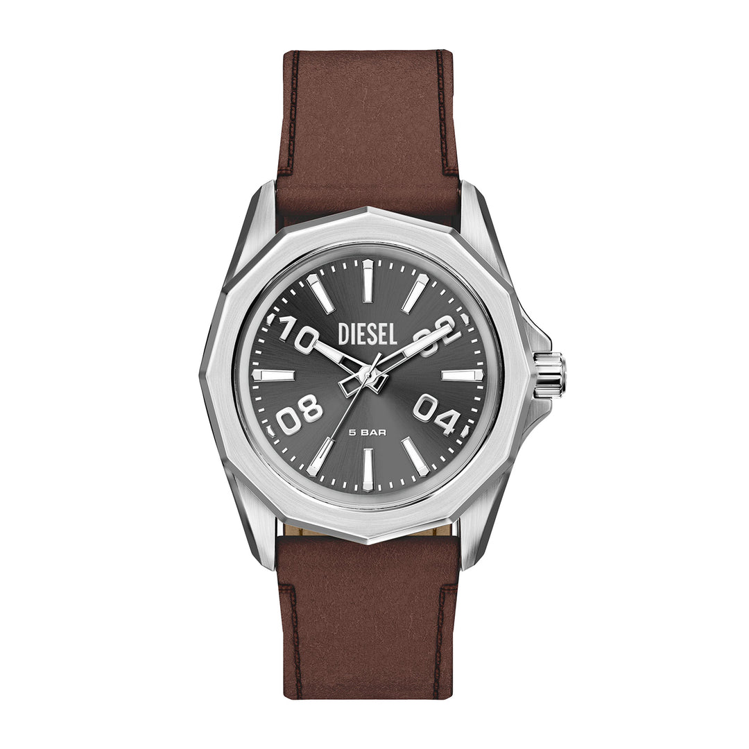 Diesel Men's Stinger Three-Hand Brown Leather Watch