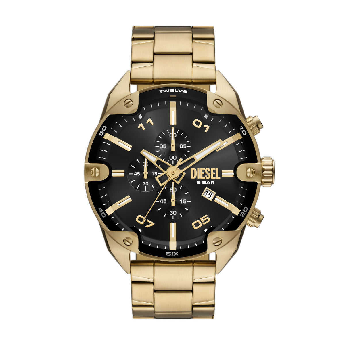 Diesel Spiked Chronograph Gold-Tone Stainless Steel Watch