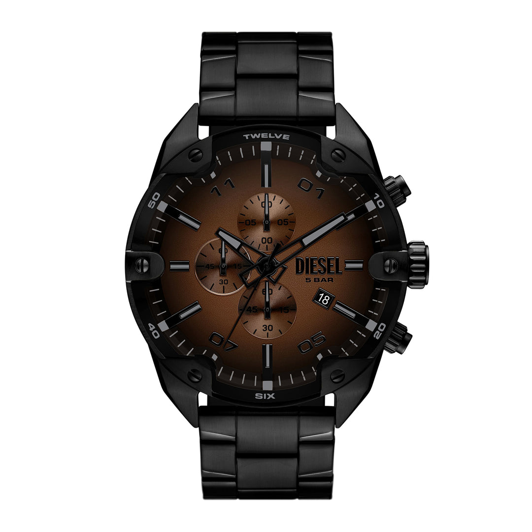 Diesel Men's Spiked Chronograph Black Stainless Steel Watch