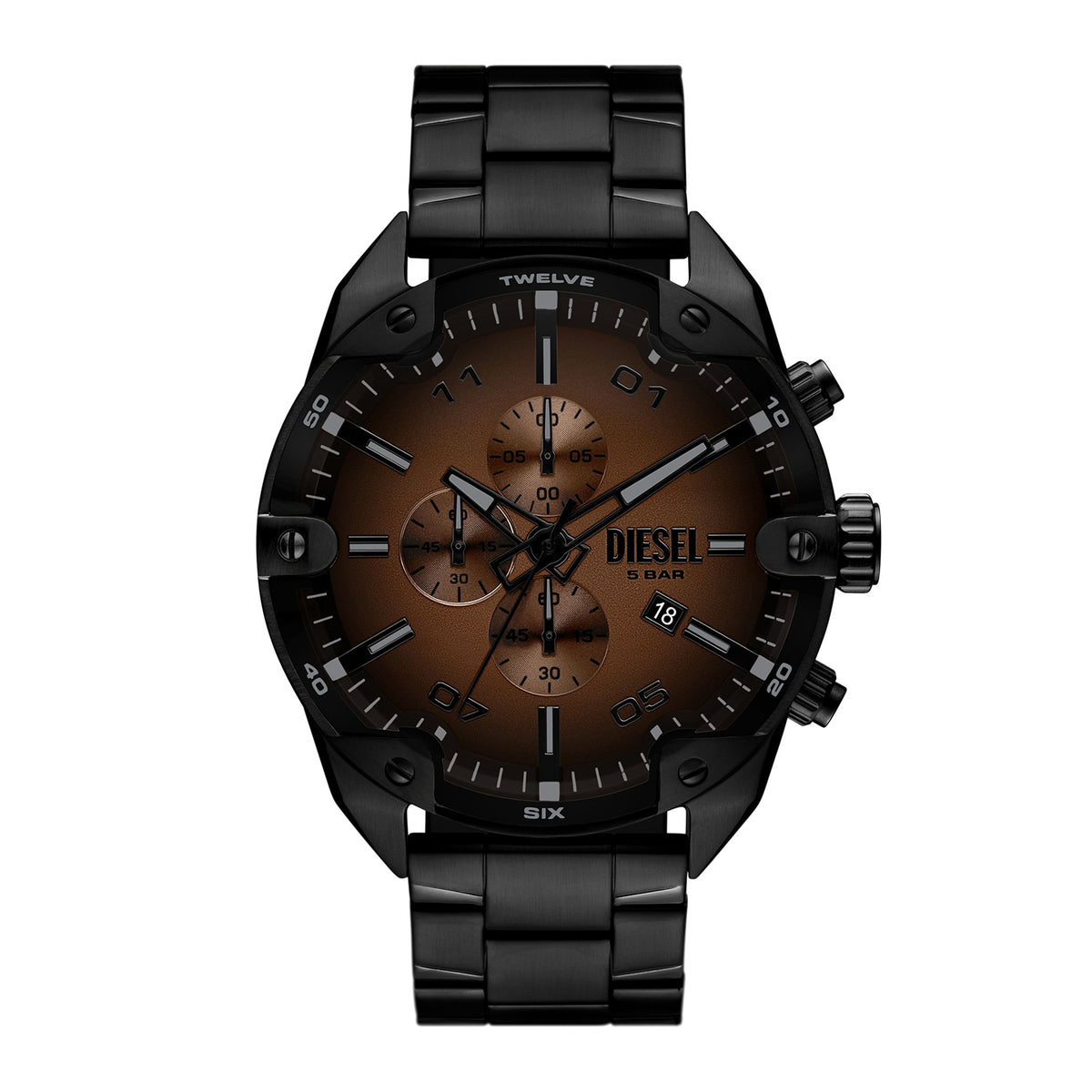 Diesel Men's Spiked Chronograph Black Stainless Steel Watch