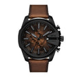Diesel Men's Mega Chief Slim Chronograph Brown Leather Watch