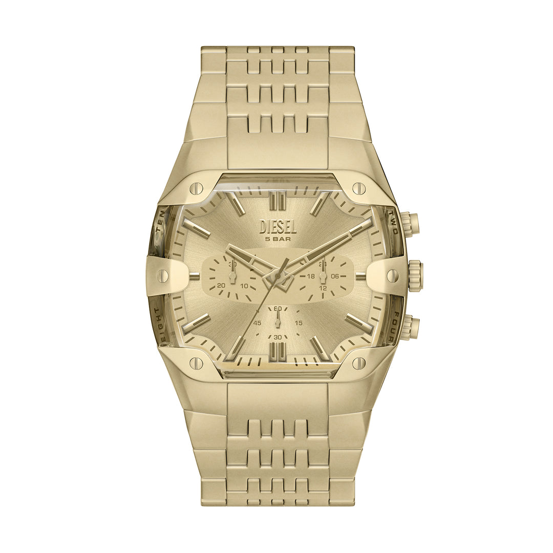 Diesel Men's Spiked Cushion Chronograph Gold-Tone Stainless Steel Watch