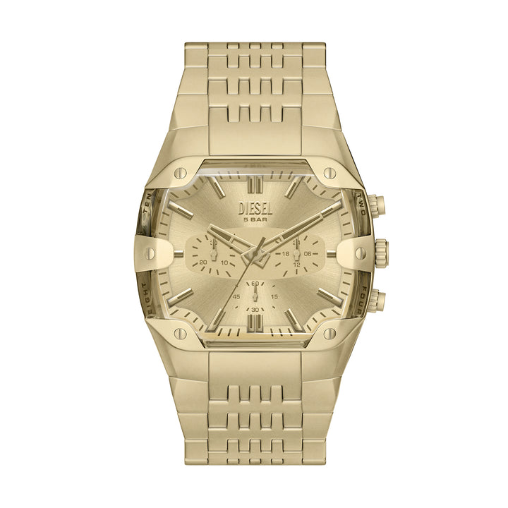 Diesel Men's Spiked Cushion Chronograph Gold-Tone Stainless Steel Watch