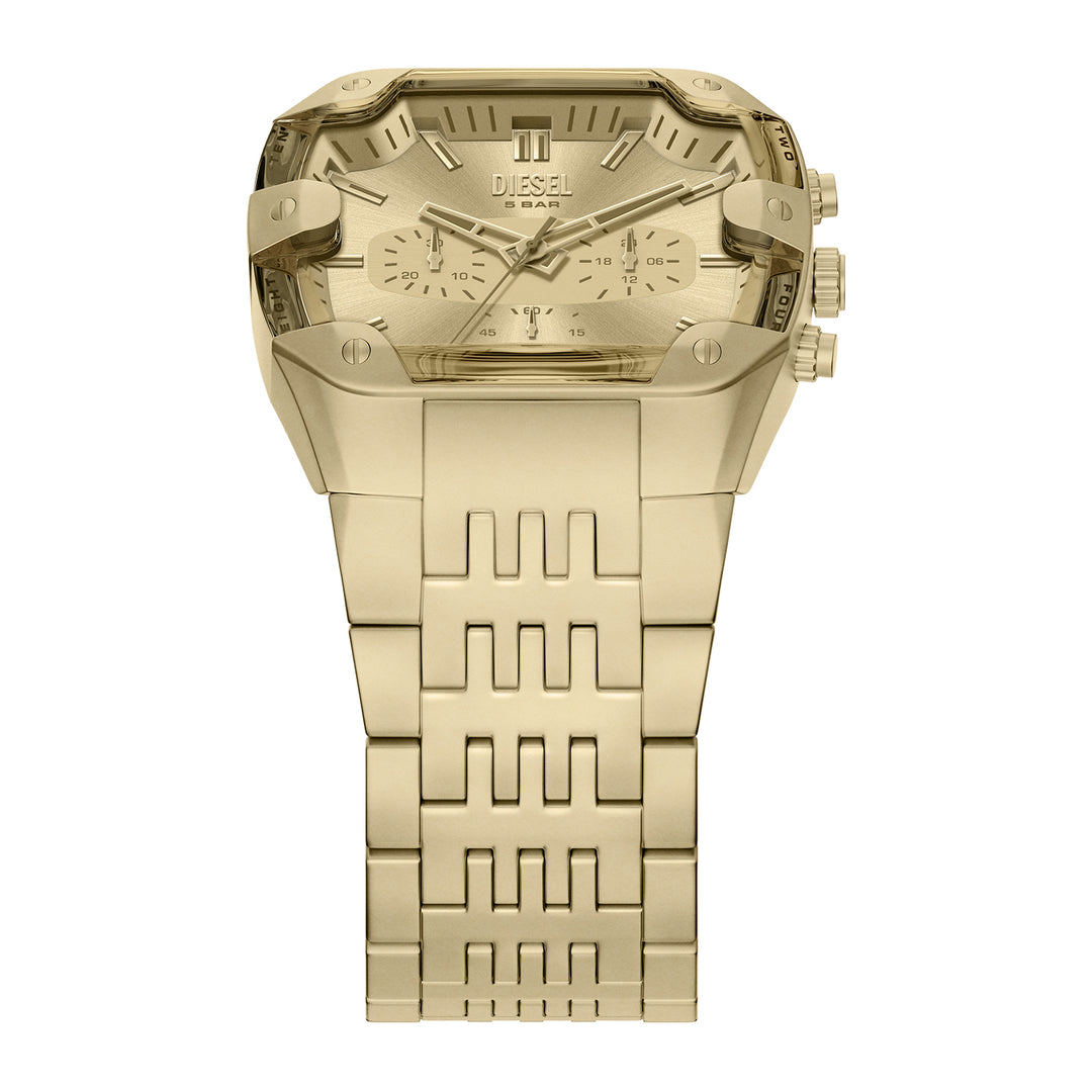 Diesel Men's Spiked Cushion Chronograph Gold-Tone Stainless Steel Watch
