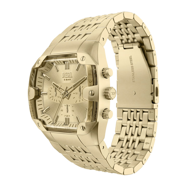 Diesel Men's Spiked Cushion Chronograph Gold-Tone Stainless Steel Watch