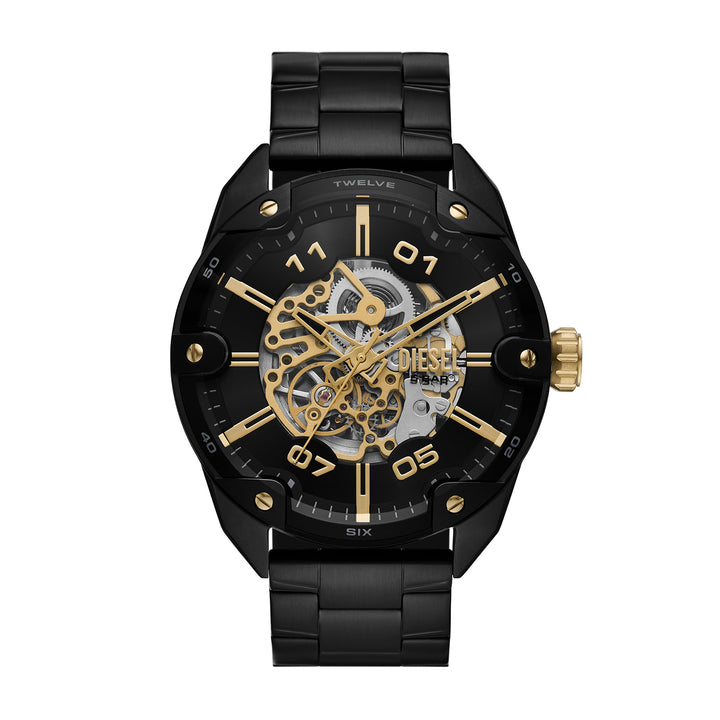 Diesel Men's Spiked Automatic Black Stainless Steel Watch